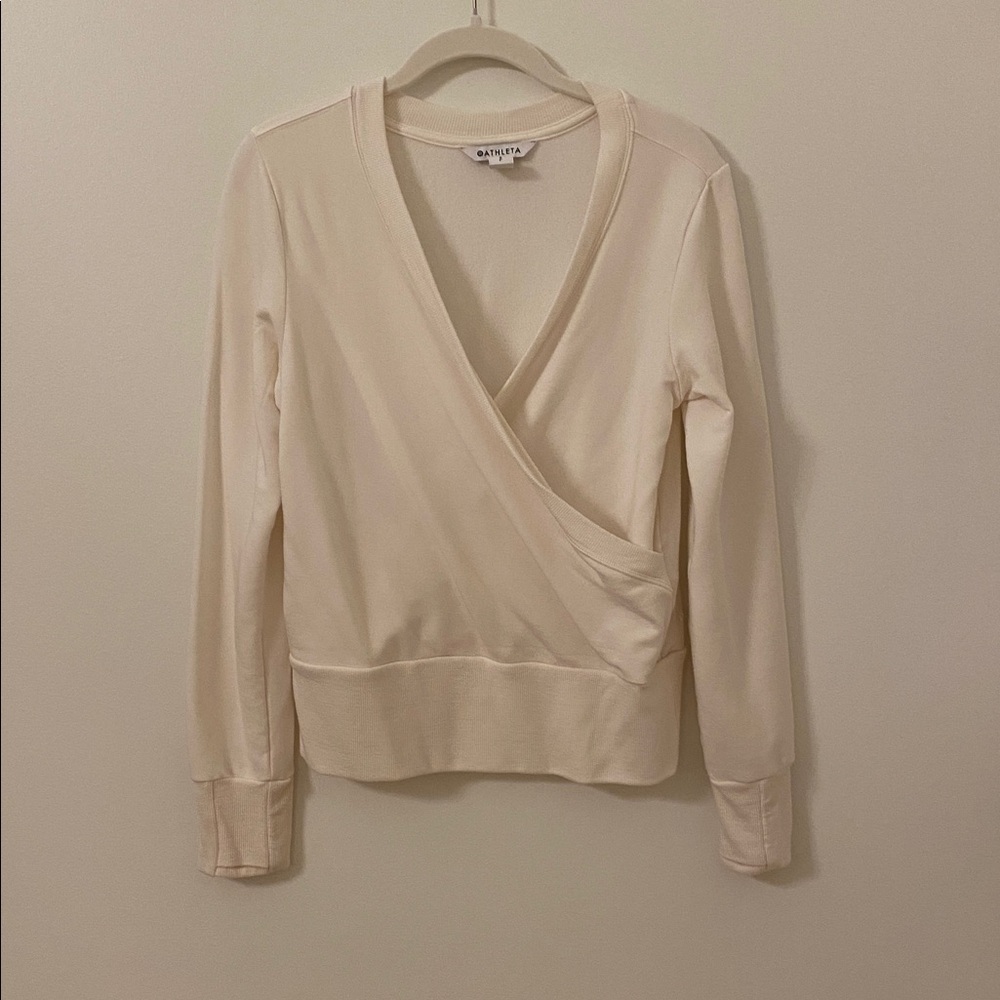 Athleta Cream V-Neck Wrap Top